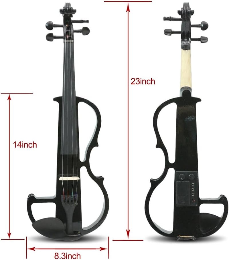 ModouString 4/4 Full Size Electric Violin – Silent Electric Violin with Headphone Jack, Ebony Fittings – Includes Case, Bow, – Ideal for Practice & Performance (Black) - Image 2